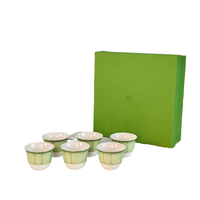 Service à thé élégant en porcelaine fine verte, 6 tasses, coffret cadeau pour le thé de l'après-midi, fête à domicile, vaisselle en céramique compatible lave-vaisselle, cadeau de retour