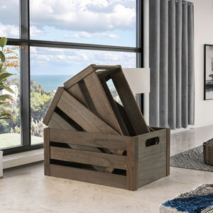 Modern Rustic Lacquer Wooden Crate Set Nesting <b>Containers</b> Eco Friendly Multifunction Home Organization Jewelry Storage Rectangle - Product Image 3