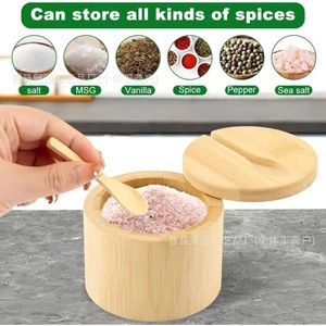Wooden <b>Spice</b> <b>Jar</b> Solid Wood M Size With Wooden Lid Kitchen Seasoning Container - Product Image 3