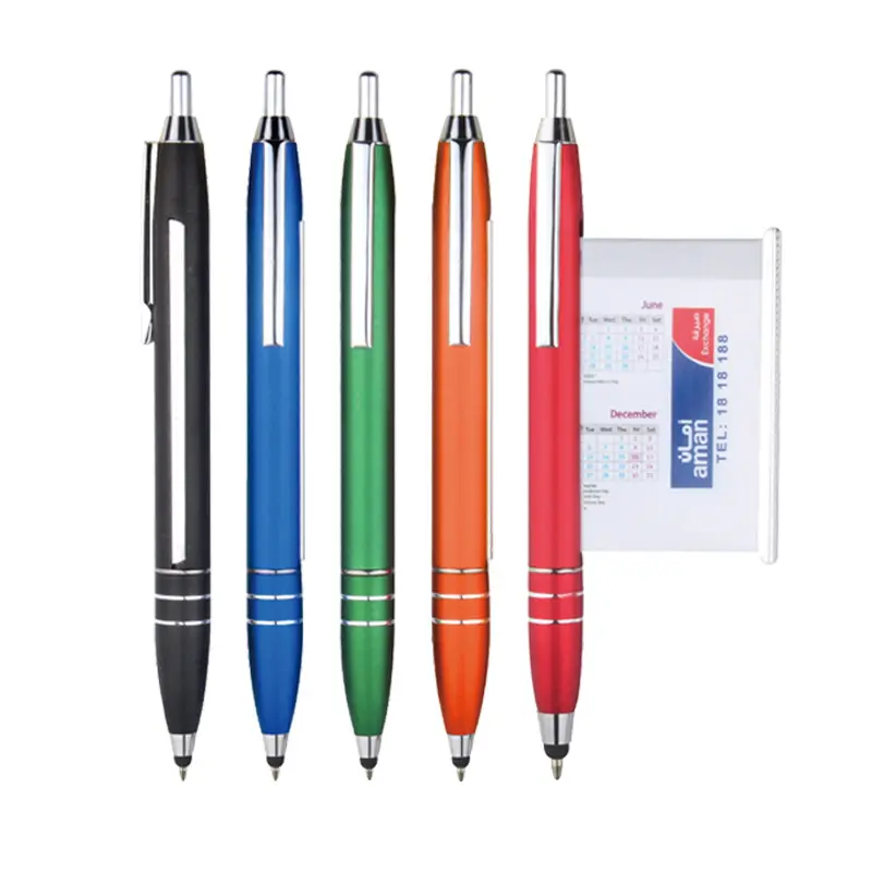 Penna stilo personalizzata 3 in uno schermo Logo personalizzato pubblicità in alluminio estrarre la penna in metallo con bandiera in carta