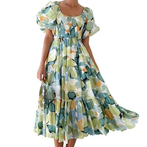 Vestidos OEM Personalizados con MOQ Bajo, Vestidos de Mujer de Alta Gama con Corte en A, Volantes y Fruncidos, Elegantes Vestidos Maxi Casuales de Verano para Mujer - Product Image 2