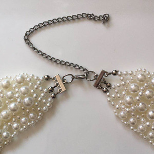 Moda retrò donna bianco/nero perla fatta a mano colletto intrecciato collana di perle - Product Image 4