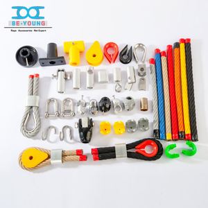 เชือกเสริมแรงพร้อมสัมผัสนุ่ม อุปกรณ์ปีนป่ายสำหรับเด็กในสวนสนุก เชือกไม้ ลวดเคลือบสังกะสี PP - Product Image 3