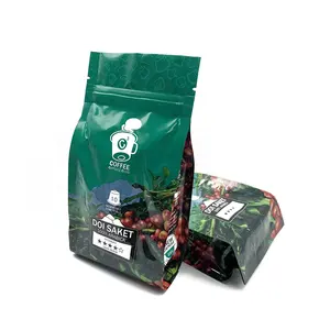 Custom Printed Mylar Bags Refillable Resealable Coffee Bag Coffee Beans Packaging Flat Bottom Pouch With Zipper
