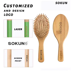 Wooden Brushes Bamboo For Hair Oem Professional Free Sample Hair Styling Tools 100% Natural Bamboo Wooden Hair Brush Comb For Women