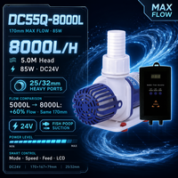 Pompe à eau submersible moderne en ABS DC24V grande capacité 8000L/H 5M 85W, aspiration des excréments de poisson, silencieuse, sans balais, intelligente, pour salle de bain et extérieur