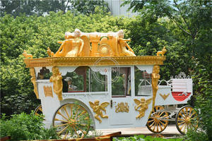 OEM Wedding Electric Horse Drawn Carriage Golden Color Royal Sculpture Horse Carriage on Sale - Product Image 5