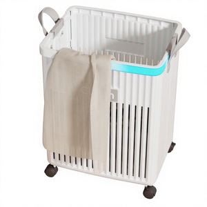 Cesto de <span class=keywords><strong>Ropa</strong></span> <span class=keywords><strong>Sucia</strong></span> Plegable con Ruedas, de Plástico, Tipo <span class=keywords><strong>Armario</strong></span>, para Almacenamiento en <span class=keywords><strong>Baño</strong></span> - Product Image 1