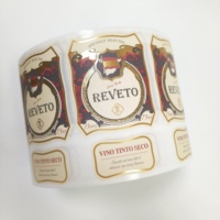 Etiquetas de papel adhesivas impermeables fuertes personalizadas para botellas de vino y whisky, lámina dorada en relieve, protección UV permanente para bebidas
