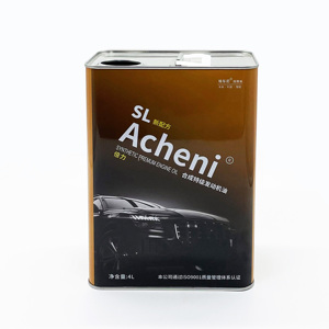 Boîte en fer blanc personnalisée avec logo, 4L, carrée/rectangulaire, pour huile moteur, avec impression offset et bouchon en plastique - Product Image 1