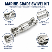 Connecteur pivotant pour chaîne d'ancre en acier inoxydable 316, poli haute brillance, antirouille, matériel d'amarrage pour navire, yacht, bateau de pêche
