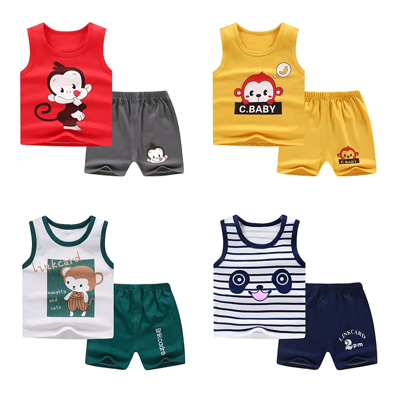 Ashion-Camiseta de manga corta para niños, pantalones cortos