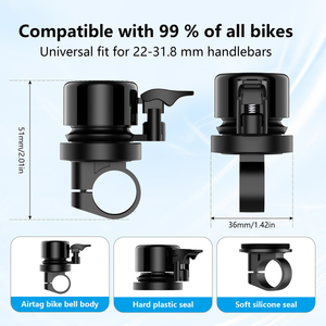 Sonnette de vélo avec feu arrière, support de fixation pour vélo, dispositif anti-perte, localisateur GPS, traceur pour AirTag, localisation mondiale - Product Image 2