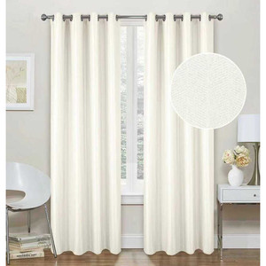 Tende in poliestere Beige 140x228cm con 8 occhielli soggiorno o camera da letto mantovane - Product Image 1