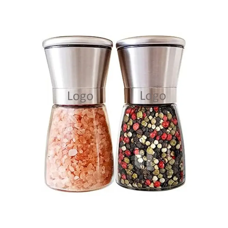 ขายส่งด้วยตนเองปรับเติมเกลือและ Pepper Shakers เครื่องบดปรุงรสที่ว่างเปล่าเครื่องเทศแก้วขวดขวดเครื่องบด Top