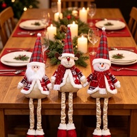 Teleskopische Weihnachts-Stehfiguren: Weihnachtsmann, Schneemann, Rentier – Plüsch-Ornamente für Fenster, Kamin und Weihnachtsdekoration – Geschenke