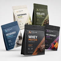 Sachet Doypack Personnalisé Imprimé pour Poudre Protéinée avec Fermeture Éclair, Haute Barrière, Qualité Alimentaire, pour Emballage de Suppléments