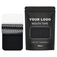 Bande adhésive anti-ronflement noire carrée, respectueuse de la peau, avec logo personnalisé disponible