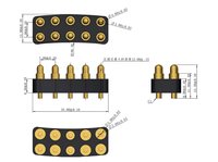 Conector POGO PIN CYXS CYTP10-5-7(11-1.5)F, Paso de 2.54 mm, Ángulo Recto, 10 Pines, Accesorios con Recubrimiento de Oro, PA46 PA9T ISO-9001