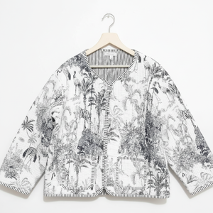 Chaqueta forrada reversible acolchada Chaqueta inusual moderna de retazos para mujer - Product Image 1