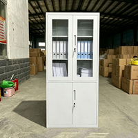 Armoire de rangement professionnelle pour bureau, armoire de classement en métal avec portes en verre verrouillables pour le stockage de dossiers du gouvernement et du bureau