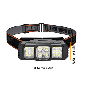 Lampe frontale LED Adlight 8,6 cm rechargeable, lumière rouge et blanche, pêche en plein air - Product Image 1