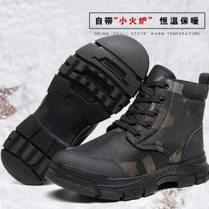 Men's Winter Snow <b>Boots</b> Extra Thick Wool Lined Mid Heel Warm Outdoor Shoes Solid Color Front <b>Laces</b> - Product Image 2