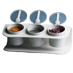 Contenedor de Plástico para Condimentos, Utensilio de Cocina, Juego de Cajas de Almacenamiento de Especias <span class=keywords><strong>3</strong></span> en 1, Salero y Pimentero con Tapa y Cuchara, Tarro de Sal para Sazonar - Product Image 5