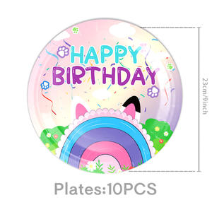 Juego de suministros para fiesta de cumpleaños con temática de <span class=keywords><strong>Gaby</strong></span> Magic House, que incluye platos de papel, vasos, Pancarta, globos para niños, decoraciones de celebración - Product Image 3