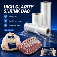 Sacs thermorétractables robustes pré-découpés pour côtes, pochette à viande anti-perforation 19N en PA/EVOH/PE, taille personnalisée directement de l'usine pour commande en gros