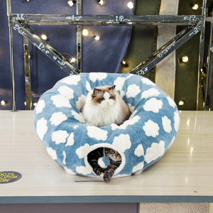 2025 Cute Solid Animal Pattern Wool Felt Donut <strong>Cat</strong> Tunnel Bed Fashionable Pet <strong>Cave</strong> for Small Dogs Interactive Play Toys for <strong>Cats</strong> - Product Image 5