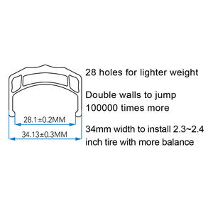 <span class=keywords><strong>Roue</strong></span> de Vélo <span class=keywords><strong>BMX</strong></span> VTT pour Enfants Funsea de 18 Pouces, Jante en Alliage 28 Trous avec Système de Freinage V 34mm Mat Rouge <span class=keywords><strong>Bleu</strong></span> Éclaboussé - Product Image 5