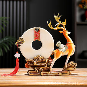 New Chinese Folk Art Deer Figurines <b>Epoxy</b> <b>Resin</b> Sculpted Customized Home Decor for Living Room TV Cabinet Entrance Housewarming - Product Image 3
