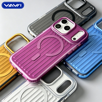 VAWI B338 Coque de téléphone magnétique antichoc en PC ondulé tendance pour iPhone 16 17 18 Pro Max, étui de protection étanche