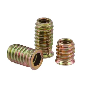 Chinese supplier furniture zinc M4 M6 hex socket self tapping fastener through hole insert wood nut