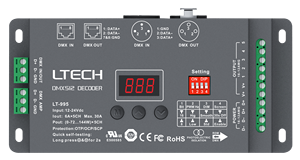 <span class=keywords><strong>Ltech</strong></span>-Decodificador para iluminación de escenario, dispositivo de iluminación <span class=keywords><strong>DMX</strong></span> 512, 8bit, 16bit, RGBWY, 6A * 5CH, Max.30A, Max.720W, XLR, RJ45, RDM, XLR, RJ45 - Product Image 3