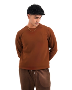 Sudadera de Cuello Redondo para Hombre, Color Marrón, Corte Regular, Tejido de Poliéster, Ropa Casual de Invierno, ELYSIAN INDUSTRIES, Colorblock - Product Image 1