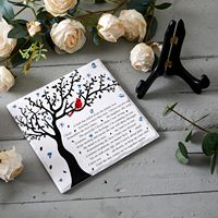 WOODEXPE Plaque de condoléances, Cadeau commémoratif avec support en bois, pour la perte d'un membre du arbre généalogique, pour les funérailles