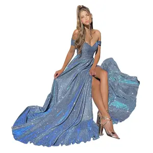 Hot Sale Modern style bling bralette split sequins women lady elegant prom dress party dress