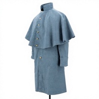 Manteau long en laine bleu clair pour homme, simple boutonnage, col montant, uniforme historique, imperméable et réversible