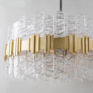 Modern Light Luxury Glass LED Chandelier Hotel Club Villa Living Room Dining Room Crystal Luxury Ceiling Light