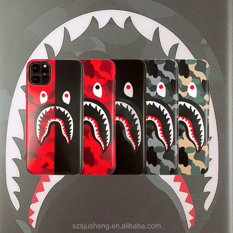 Luminous Camouflage Shark Mouth decal matte pc case For iPhone 14 11Promax xsmax for iphone8plus ba pe case lakers 14plus 13 1