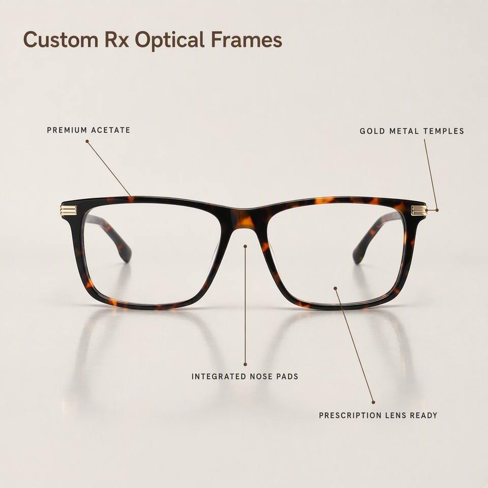 Men Acetate Optical Eyeglasses Frames Rectangular Full Rim Custom Logo ...