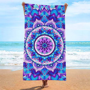 Serviette <span class=keywords><strong>de</strong></span> plage et châle <span class=keywords><strong>de</strong></span> bain en microfibre à séchage rapide, protection solaire, motif imprimé STJ-002 - Product Image 2