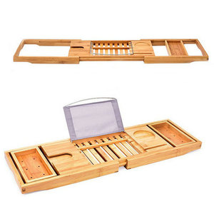 Estante telescópico multifuncional de madera maciza para bañera, bandeja de soporte plana para baño, estante esquinero, fabricante de estantes de almacenamiento para bañera - Product Image 3
