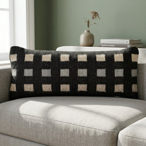 Funda de Cojín Cuadrada Hometex Moderna Negra con Rayas Tejidas Jacquard, Cierre de Cremallera, 100% Algodón, Nórdica, Ecológica, para Cojín Lumbar - Product Image 4