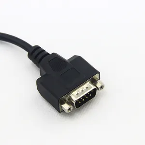 Factory Customized 90 Degree Angle DB9 Angle Cable Male to Female Connector Black Color 1.0 Meter Full Connection