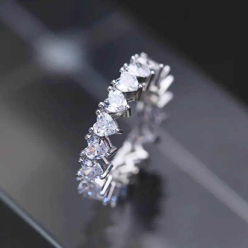 Caoshi anéis de dedos femininos, estilo coreano, cor prata, elásticos de casamento, noivado, cristal, anéis brilhantes, coração, zircônia, anel para mulheres