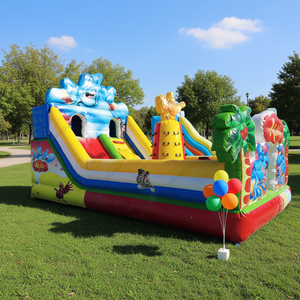 Château <span class=keywords><strong>gonflable</strong></span> écologique en PVC de 0,55 mm avec toboggan et <span class=keywords><strong>trampoline</strong></span>, tailles optionnelles ou personnalisées - Product Image 6