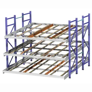 Peterack Heavy Duty Flow-through Racking Fluent Shelf Rolling Shelves Racks FIFO Warehouse Pallet Storage